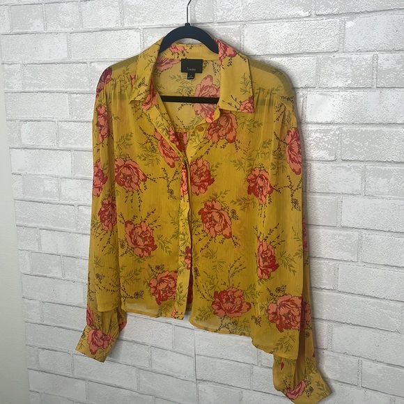 Lumiere Floral Button Up Mustard Shirt - Picture 4 of 13